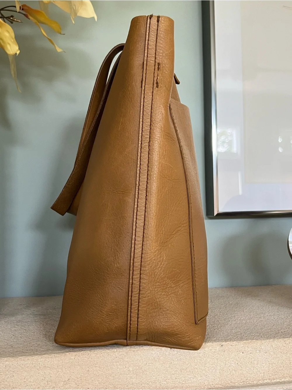 Madewell Medium Transport Tote English Saddle Leather Crossbody Bag